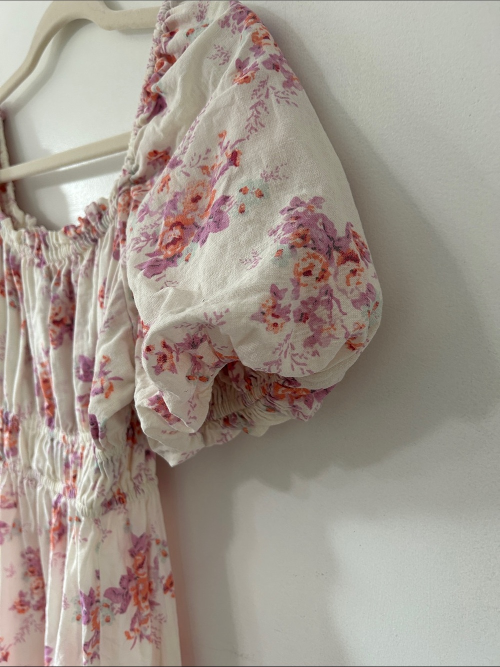 Dizzy Lizzy Dress Floral Puff-Sleeve Smocked Waist Ruffle Tier Hem Cottage Midi - Picture 5 of 16